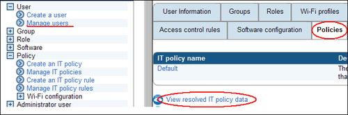 Verifying a user's IT policy