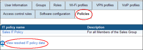 IT policy settings