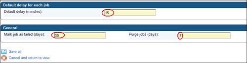 Default settings of a job schedule