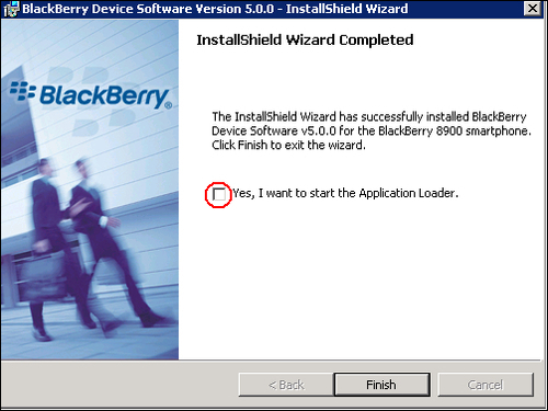 Installing the BlackBerry device software