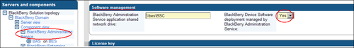 Allowing the BlackBerry Administration Service to display the device software configuration settings