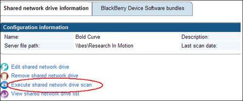 Adding the shared folder to the BlackBerry Administration Service