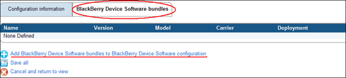 Creating the BlackBerry device software configuration