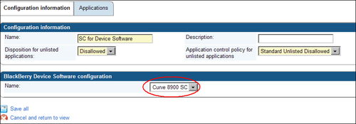 Creating a software configuration for the BlackBerry device software