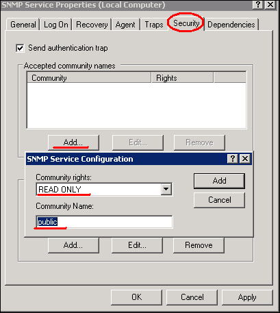 Setting up SNMP on the BES Server