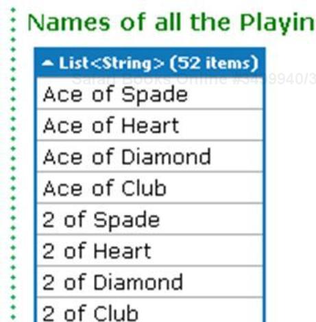 Time for action – generating names of all the 52 playing cards