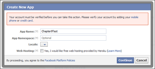 Creating a Facebook app