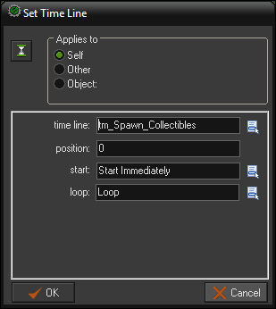 Using the Time Line Properties editor to spawn collectibles