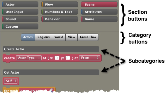 Understanding the instruction block palette