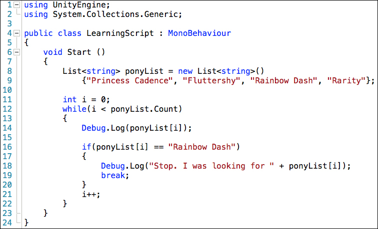 Time for action – finding data and breakout of the while loop