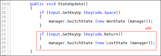 Time for action – modifying PlayState to add another State