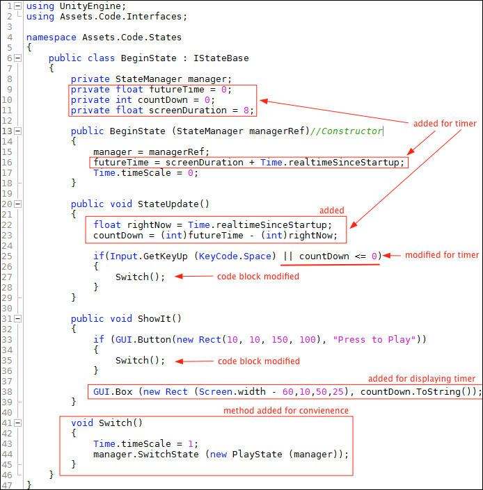 Time for action – creating a timer in BeginState