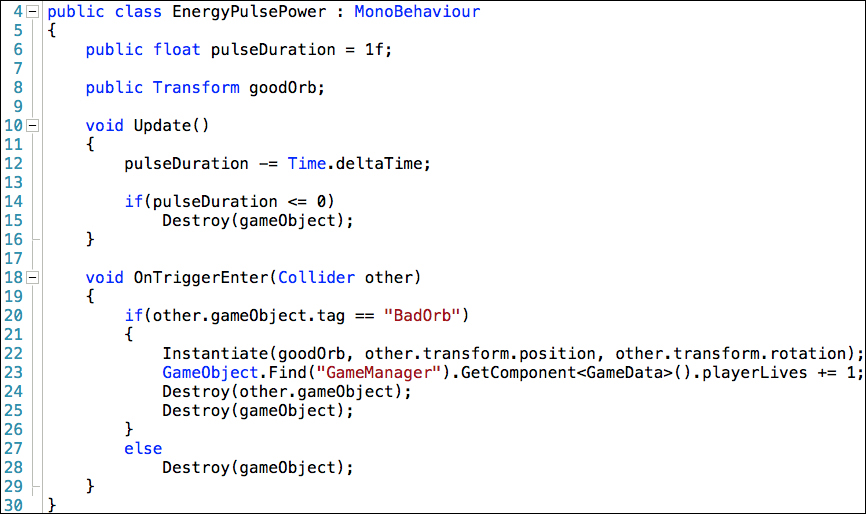 Controlling EnergyPulse objects