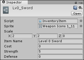 Creating inventory items