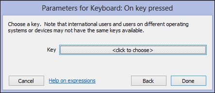 Setting the keyboard key