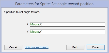 Rotating the sprite to the mouse location