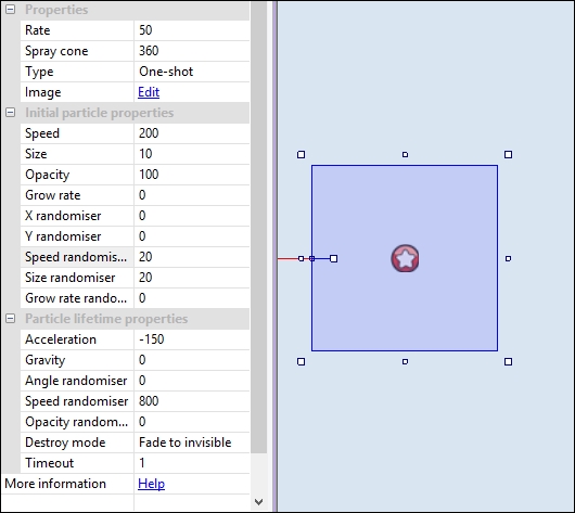 Adjusting the particle settings