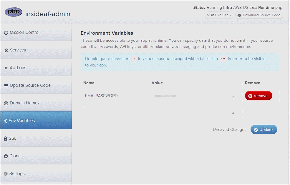 Configuring the database console