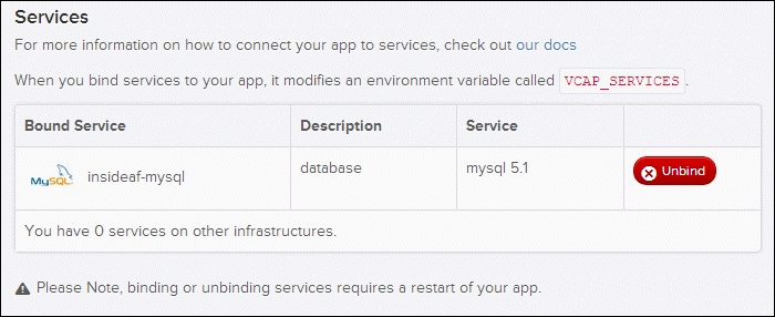 Creating and attaching a MySQL service