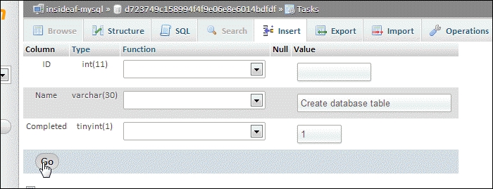 Creating and populating a database table