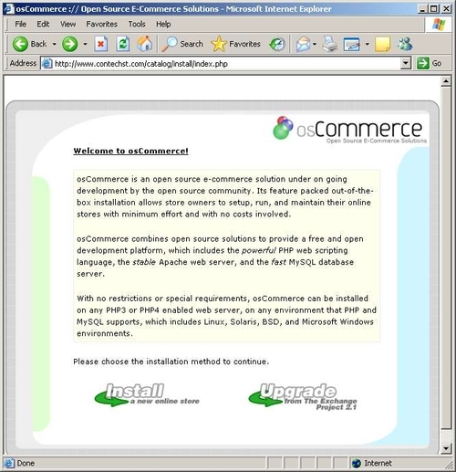 Installing osCommerce on the Host