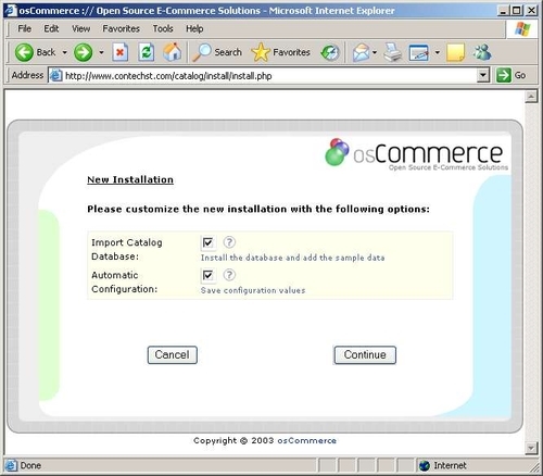 Installing osCommerce on the Host