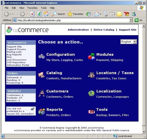 Configuring osCommerce