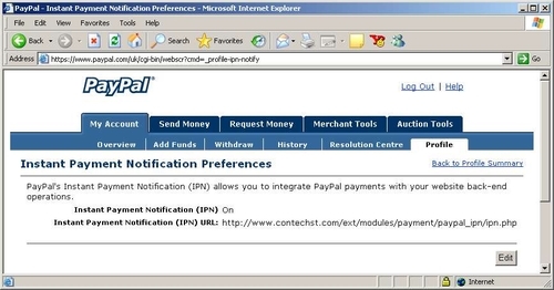 Connecting osCommerce and PayPal