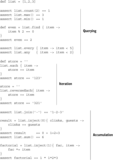 List query, iteration, and accumulation