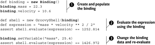 Making data available to a GroovyShell using a Binding