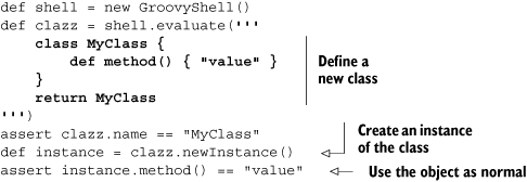 Defining a class in an evaluated script