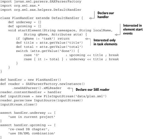 Using a SAX parser with Groovy