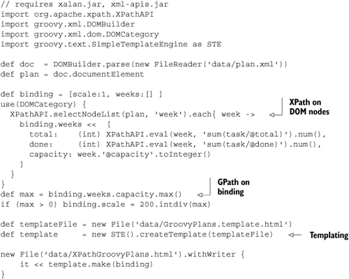 Using XPath, GPath, and templating in combination for HTML reporting