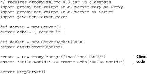 Self-contained XML-RPC server and client for the echo operation