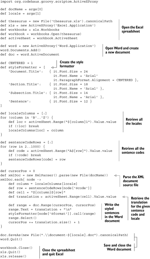 Script producing Word documents from XML and a spreadsheet