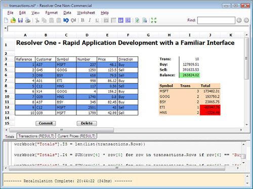 Resolver One: A full application written in IronPython