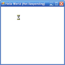 A Hello World form, shown before the event loop is started