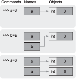 Names bound to objects by assignment statements