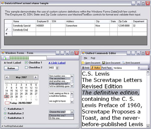 Example applications showing off a few Windows Forms controls