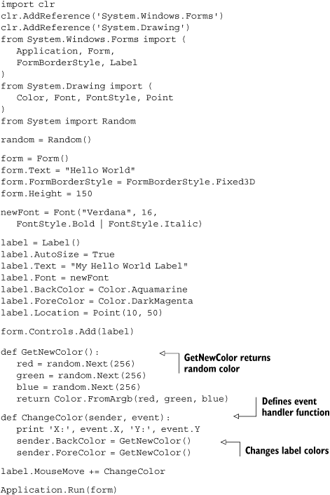 Wiring up the MouseMove event on a Label control