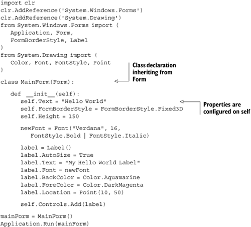 A form configured in the constructor of a Form subclass