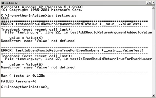 The unit tests for Value, run without the Value class in place