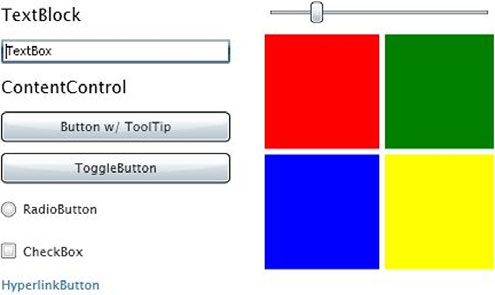 Some of the standard Silverlight controls