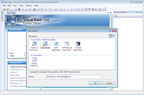 The VB.NET version of Visual Studio Express