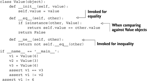 Object equality and inequality methods