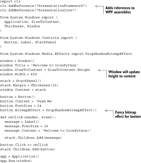 Hello World with WPF and IronPython