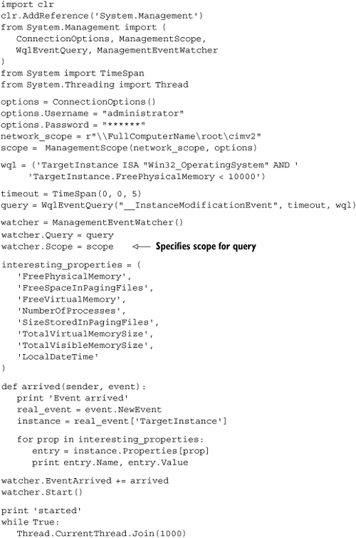 Monitoring memory use on a remote computer