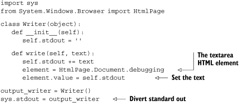 Diverting standard out to an HTML text area