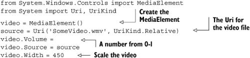 Using the MediaElement video control