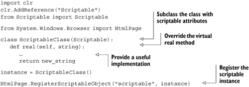 Exposing a scriptable class and method to JavaScript